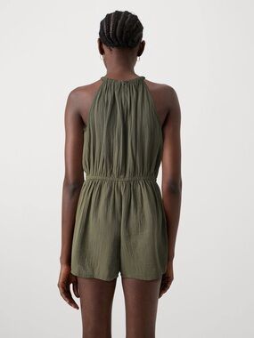 GAP Gauze Halter Romper/Olive/ Small